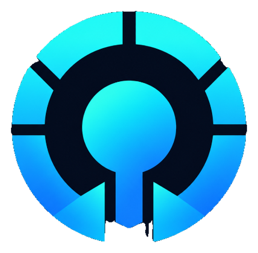 Quota emblem: a segmented cyan ring around a central keyhole-shaped circle